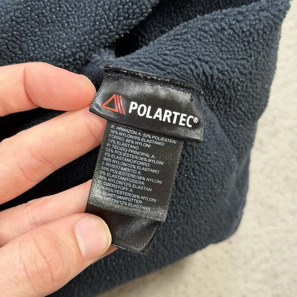 The North Face Pullover Mens 2XL Navy 1/4 Zip Fleece Polartec Stretch Pocket